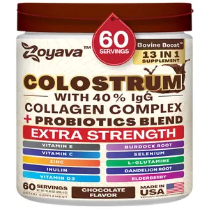 Zoyava Colostrum Powder - CHOCOLATE FLAVOR (10.46 OZ) - 60 Servings of All-in-One Dietary Supplement with Extra Strength Ingredients - Made in USA