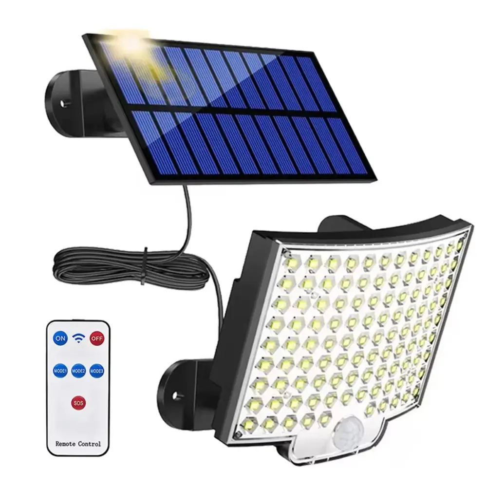 1 Pack Solar Motion Sensor Lights Outdoor – 108 LED Solar Wall Light with 120° Wide Angle & 17ft Cable, Security Lighting for Garden, Yard & Pathway, Waterproof Durable, Auto On/Off, Energy-Saving, Easy Install, Ideal Nighttime Protection