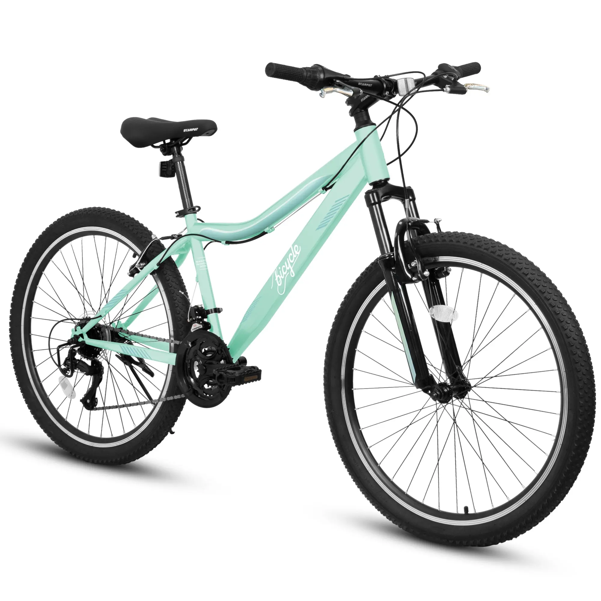 Classic Unisex 21-Speed Mountain Bike - 24/26-inch Carbon Steel Frame, Front Suspension, Dual V-Brakes, 80% Pre-Assembled, Ergonomic Design, Versatile for City Streets, Trails, Adventure Ready