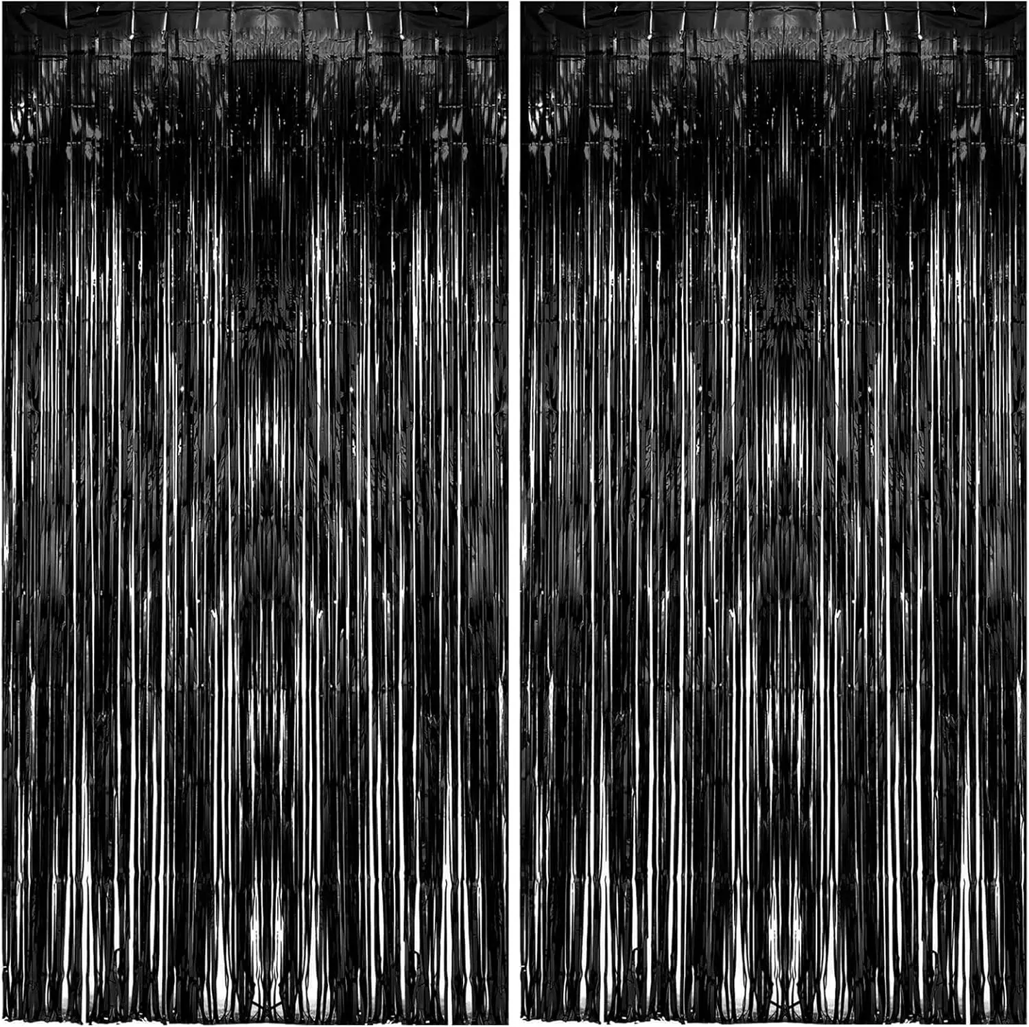 2-Pack Shiny Reusable Metallic Foil Fringe Curtain Backdrops & Banners, Sparkle Photo Booth Props for Birthday, Anniversary (Home & Festive Supplies with Party Lights & Balloon Decor Compatibility)
