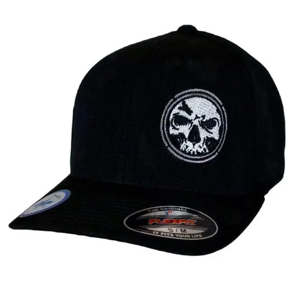 Flexfit Black "Never Fade" White Circle Skull