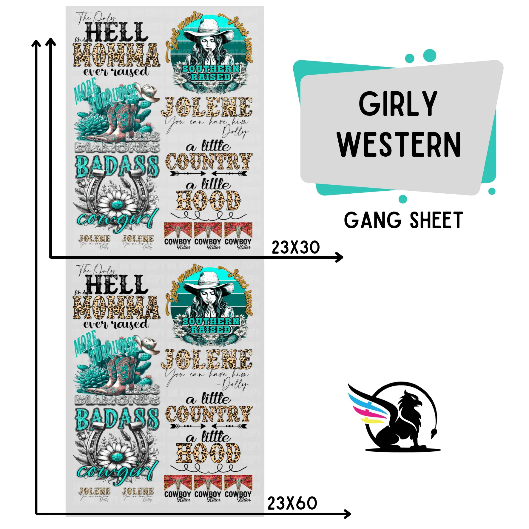 Girly Western | Premade DTF Transfer Gang Sheet For Graphic Tees