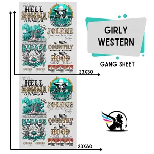 Girly Western | Premade DTF Transfer Gang Sheet For Graphic Tees