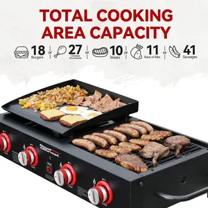 Royal Gourmet GD4002T  2-IN-1 Tailgater Grill & Griddle Combo, 4-Burner Portable Propane Gas Grill Griddle Combo for Backyard or Outdoor Cooking, 40,000 BTU, Black