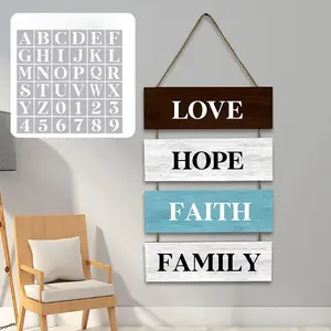 8 Inch Large Alphabet Stencil(26 Letters and 10 Numbers), for Painting on Wood Alphabet Stencil for Wood Wall Signs Porch, Stencils for DIY Crafts Alphanumeric Stencils