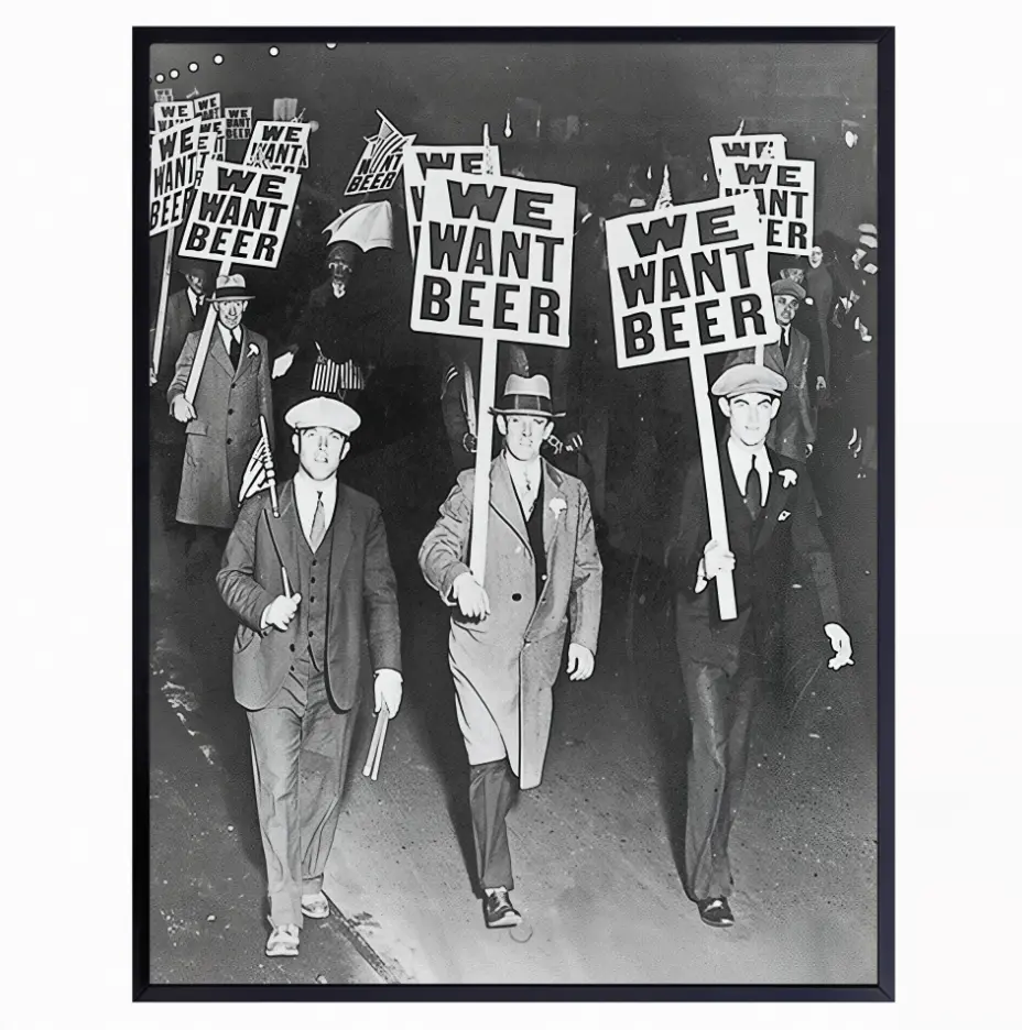 Vintage Prohibition Beer Poster - Unique Wall Art Decor for Home, Bar, Cafe - Funny Saying Retro Art Print - Bar Room Decor - Vintage Decorations - Bar Art - Retro Decor - Funny Saying Frame-Style Artistic Artwork