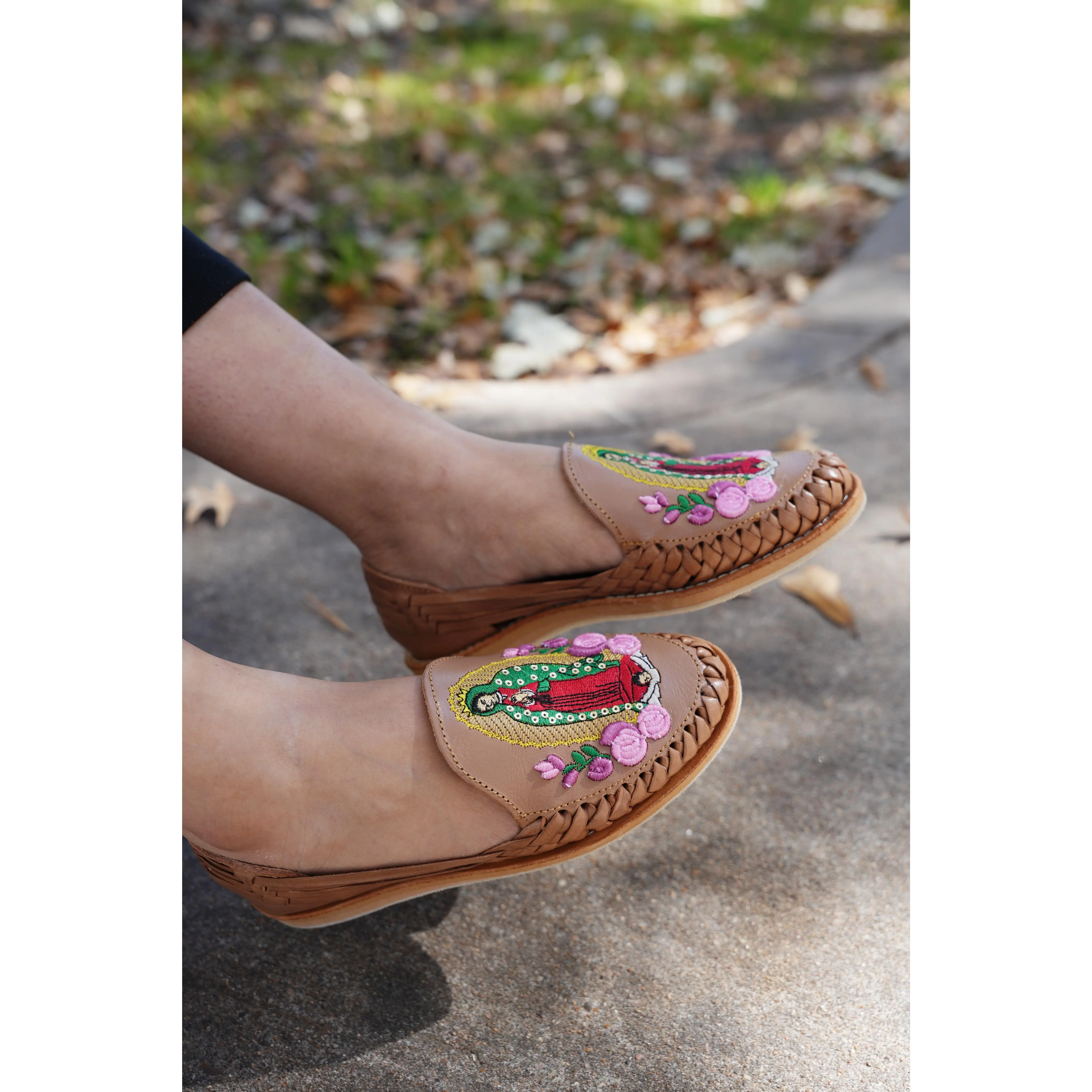 Lupita Mexican Huarache Tan Flats for Women - Comfortable Leather Footwear