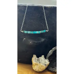 Bead Bar Necklace - Kingman Turquoise - Sterling Silver
