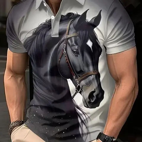 Men's Colorblock Geometric Pattern Polo Shirt, Casual Business Style, Commuter Date Daily Wear, Cool Youth Fashion, Short Sleeve Fitted Tee, Polo Tops, Polo Tees, Fitted Polo Shirts, Menswear