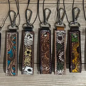 Genuine Tooled Leather Keychains!