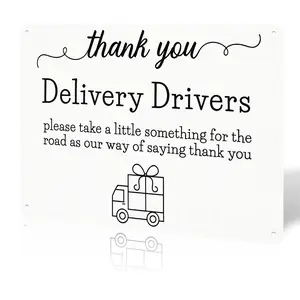 Thank You Delivery Driver Vintage Metal Sign for Home Front Door Shop Office Decor 8 X 12 Inch Warning Sign with Pre-drilled Holes for Easy Installation