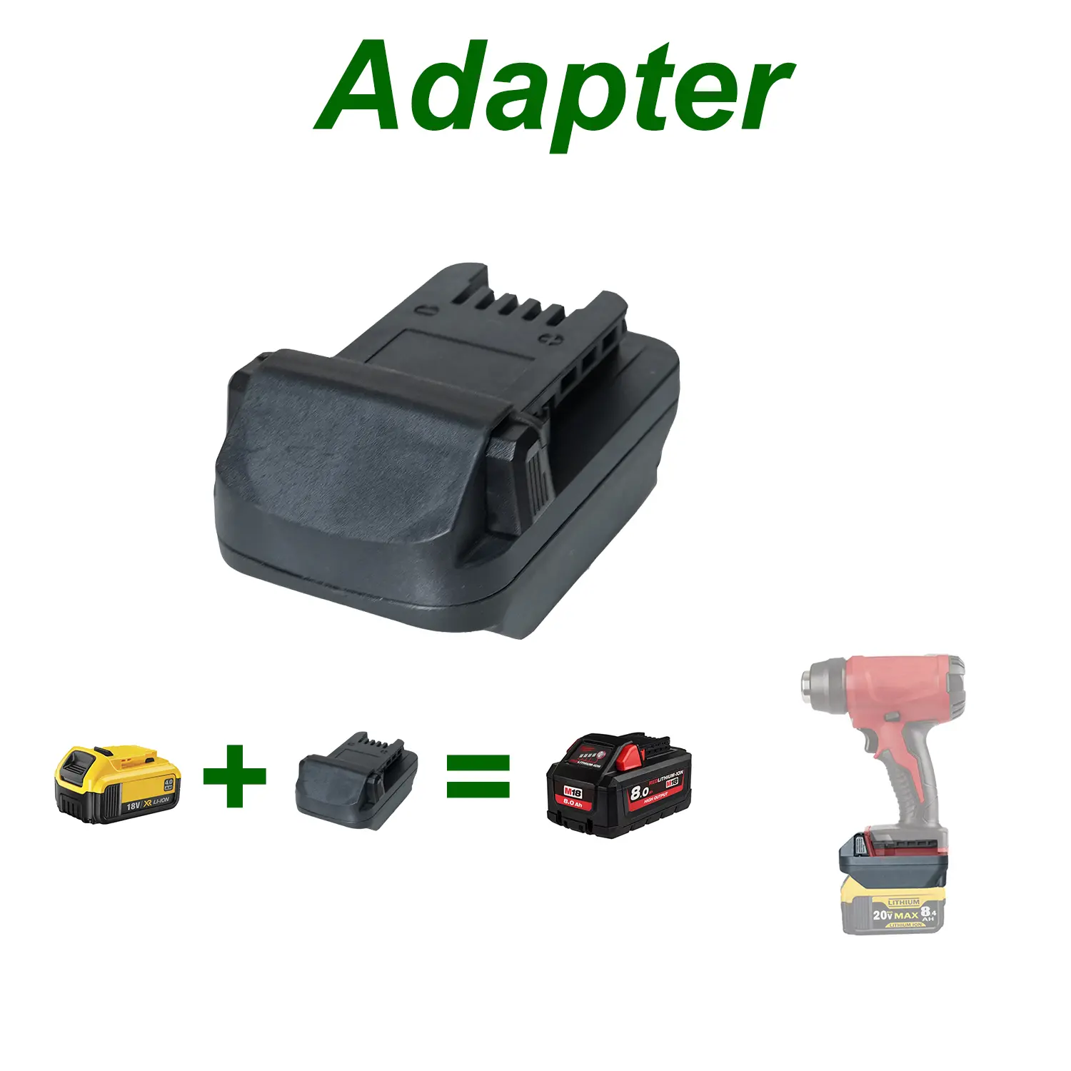 Power Tool Battery Adapter - Cordless Voltage Converter for DeWalt 20V Lithium Batteries to Attach to Milwaukee 18V/20V Tools