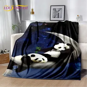 3D Cartoon Cute Panda Flannel Fleece Blanket Throw, Kid-Focused Warm Cozy Cover for Home Living Room, Beds, Sofa, Cozy Blanket Throw, Flannel Fleece Blankets,summervibes