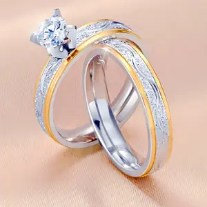 1 Pair Cubic Zirconia Engagement Rings for Men and Women, Fantasy Style Suitable for Daily Wear, Fashion Jewelry Accessories for Birthday, Holidays