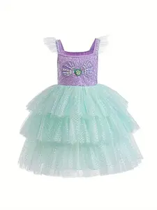 LOEL Little Girls Mermaid Princess Costume Ariel Dress Up Birthday Christmas Party Dress Multi-Layer Tulle Tutu Dress Suitable for Girls Aged 3-10