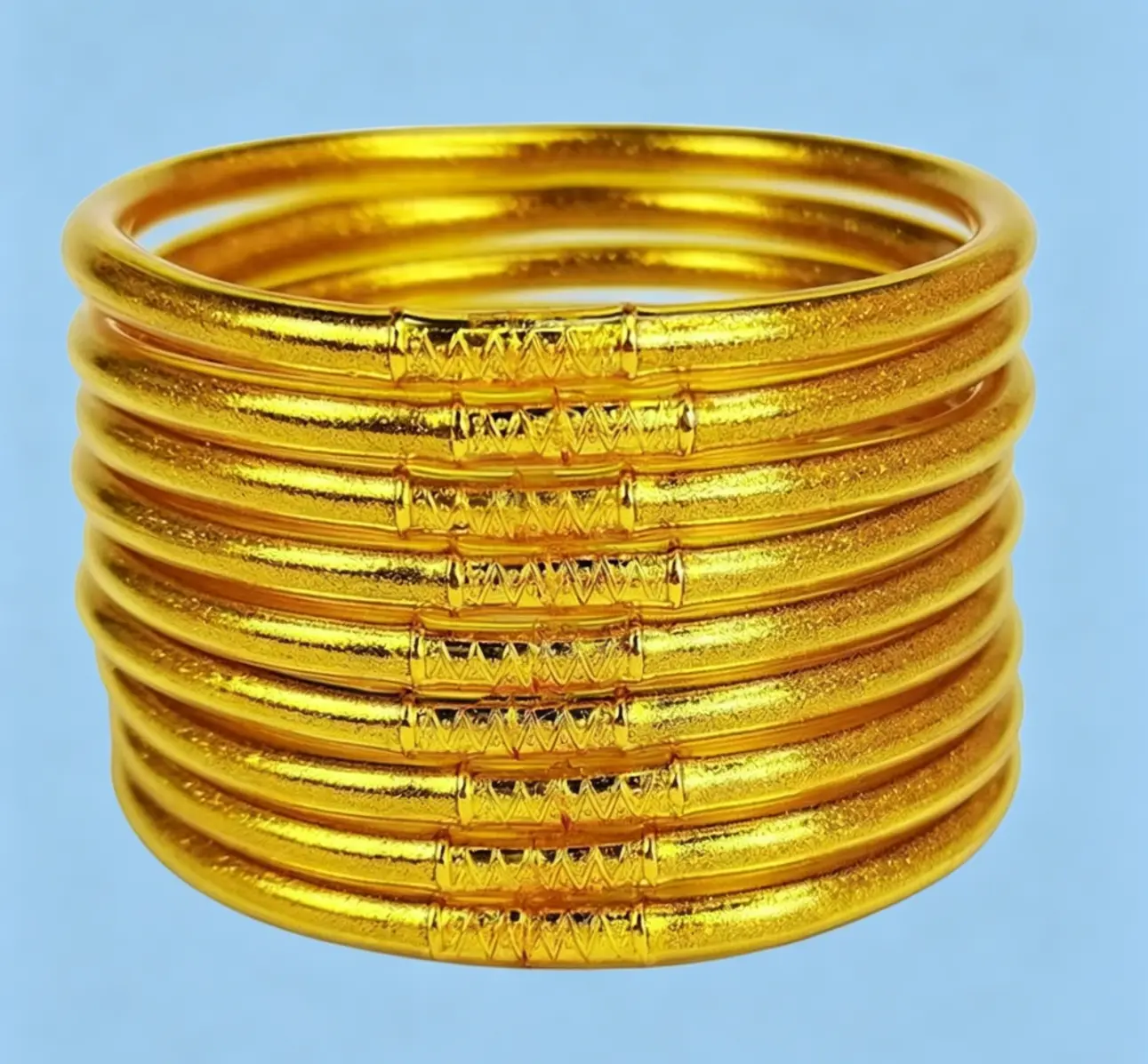 The golden all-weather bracelet can be stacked and waterproof ☆   (9 pieces)