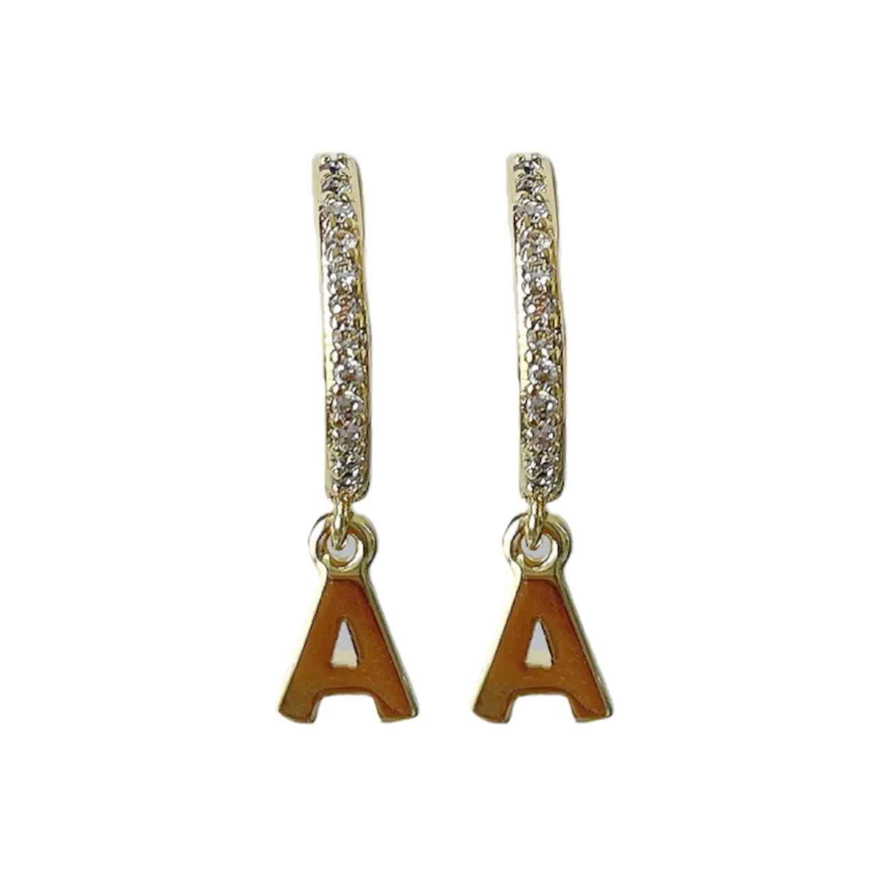 Gold Hoops Letter Initials Earrings