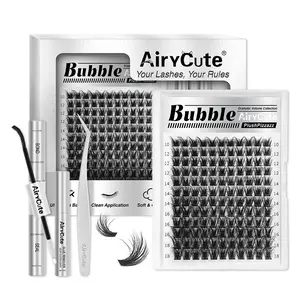 Bubble | AiryCute Voluminous Queen Lashes |  Ultra-Dense, Waterproof, Long-Lasting Lashes | Volume Style | Beginner-Friendly DIY Lashes for a Flawless | Trendy & Must-Have Clusters #SummerVibes
