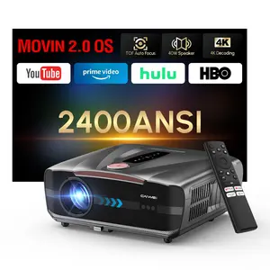 Daylight Projector 2400ANSI Ultra HD 4K HDR10+ Daytime Smart Projector with 2026 Upgraded Auto Lens Cap Tof Autofocus HDMI eARC/CEC WiFi6 Bluetooth5.4 40W DB Audio for Home Theater Gaming Ceiling