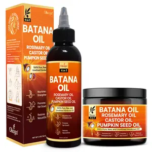 Okaga Hair Growth Set - 100% Organic & Natural Batana Oil with Rosemary, Castor, & Pumpkin Seed Oil - 4 in 1 Hair Growth & Scalp Health Support - (2 x 5 oz)