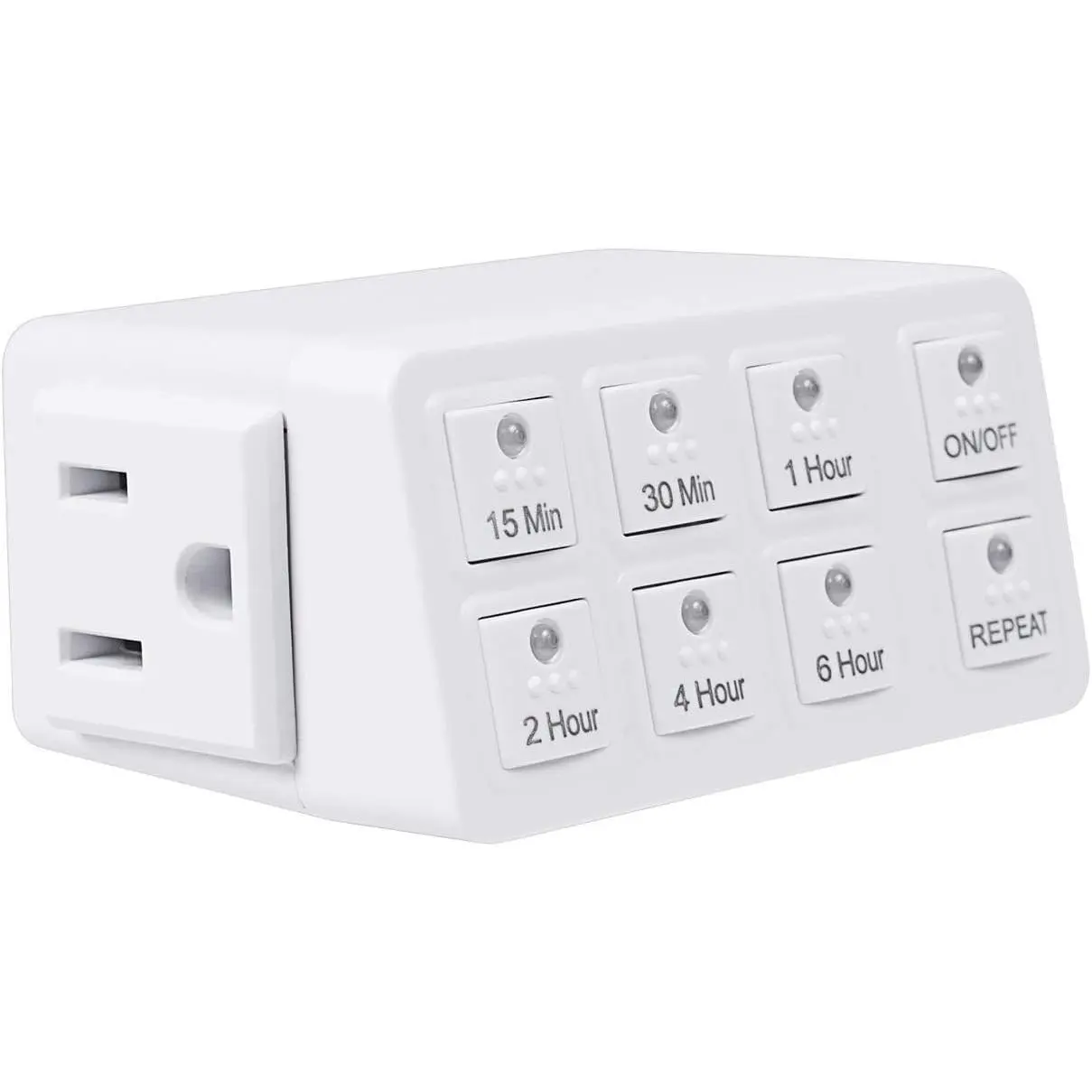 Indoor Countdown Timer with Repeat Function, 3-Prong Outlet Timer, Heavy Duty Electrical Plug Timer, Compact Accurate Timer for Chargers, Lamps & Appliances, Vacation Security Timer, 15A 1875W, 1/2 HP