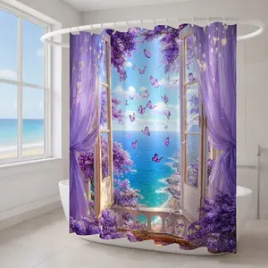 72x72 Inch Waterproof Shower Curtain Set, Christmas Sea View Pattern, Easy Install, Durable Polyester Fiber, Perfect Gift for Home Decor, Bath