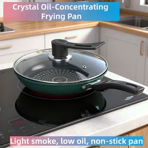 Crystal Oil-Concentrating Frying Pan Non-Stick Pancake Pan for Induction Cooker & Gas Stove Universal Light Smoke Low Oil Universal Wok