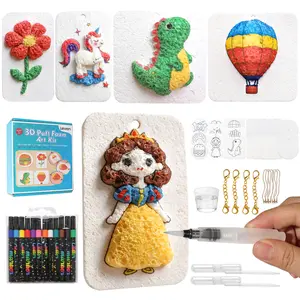 Leven 3D Magic Foam Texture Art Kit for Kids – Magic Paper DIY Crafting, Textured Paper Designs, 12 Markers, Water Brush, Pre-Cut Foam Shapes, Sensory Toy – Perfect Gift for Ages 4+ – Ideal for STEM Learning & Skill Building