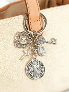 Religious Keychain, St. Benedict Mary Cross Keychain, Prayer Guardian Keychain, Christmas Gift, Travel Essential, Multiple Colors