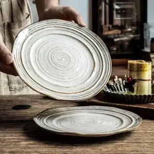 Handmade 7.5 Inch Ceramic Dessert Plates, Elegant Blue Spiral Design, Perfect for Breakfast Snacks & Desserts, Dishwasher Safe