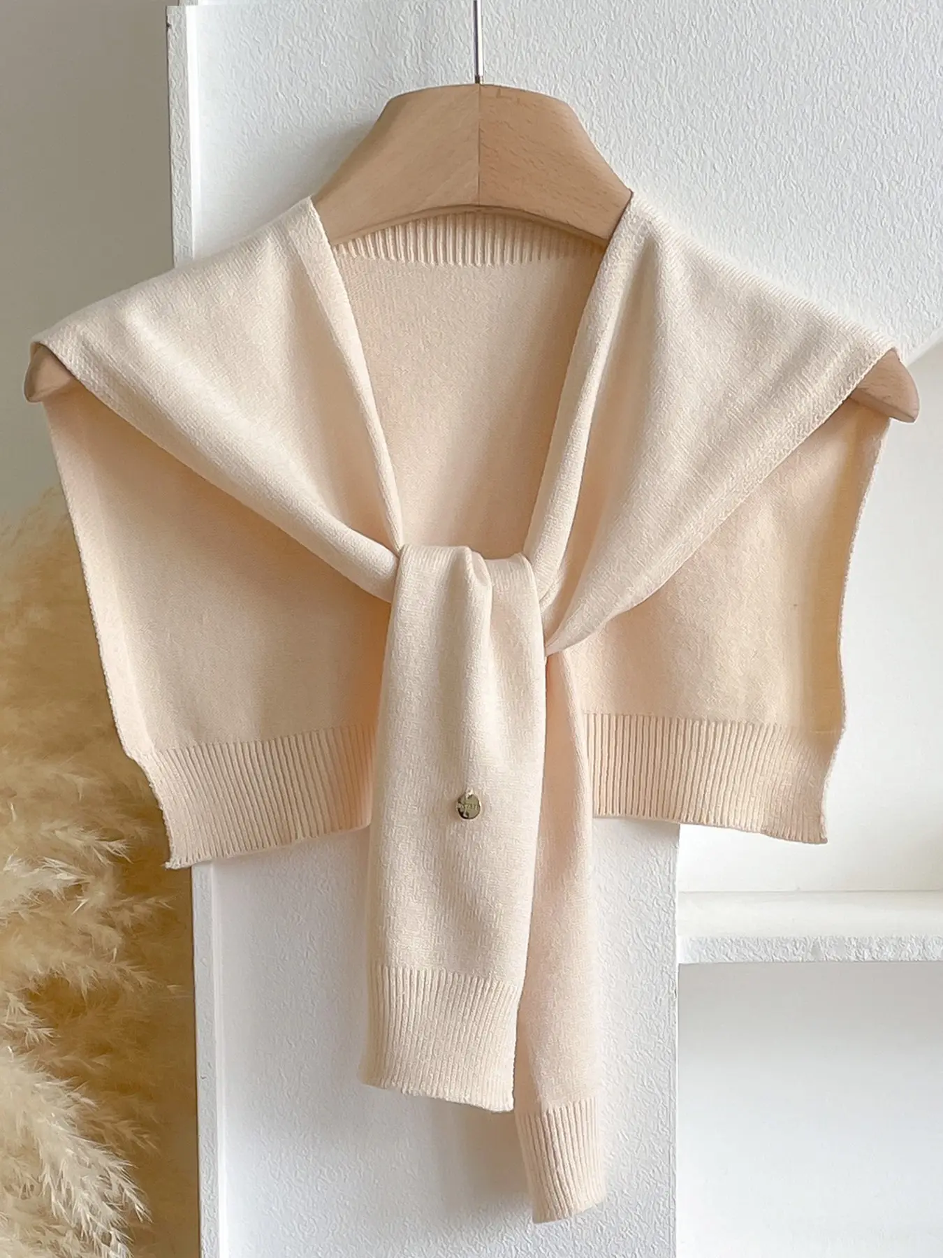 Women's Plain Basic Knit Shawl Cardigan, Oversized Loose Fit, Suitable for Air-Conditioned Rooms, Shoulder Coverage, Casual Style, All Seasons, Chic, Soft, Casual Basic Knitwear