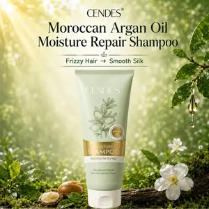CENDES Organic Moroccan Argan Oil Moisture Repair Shampoo - Intense Repair for Heat-Styling Damage & Dry Frizzy Hair. Strengthens, Reduces Breakage, Plant-Powered, 8fl.oz.