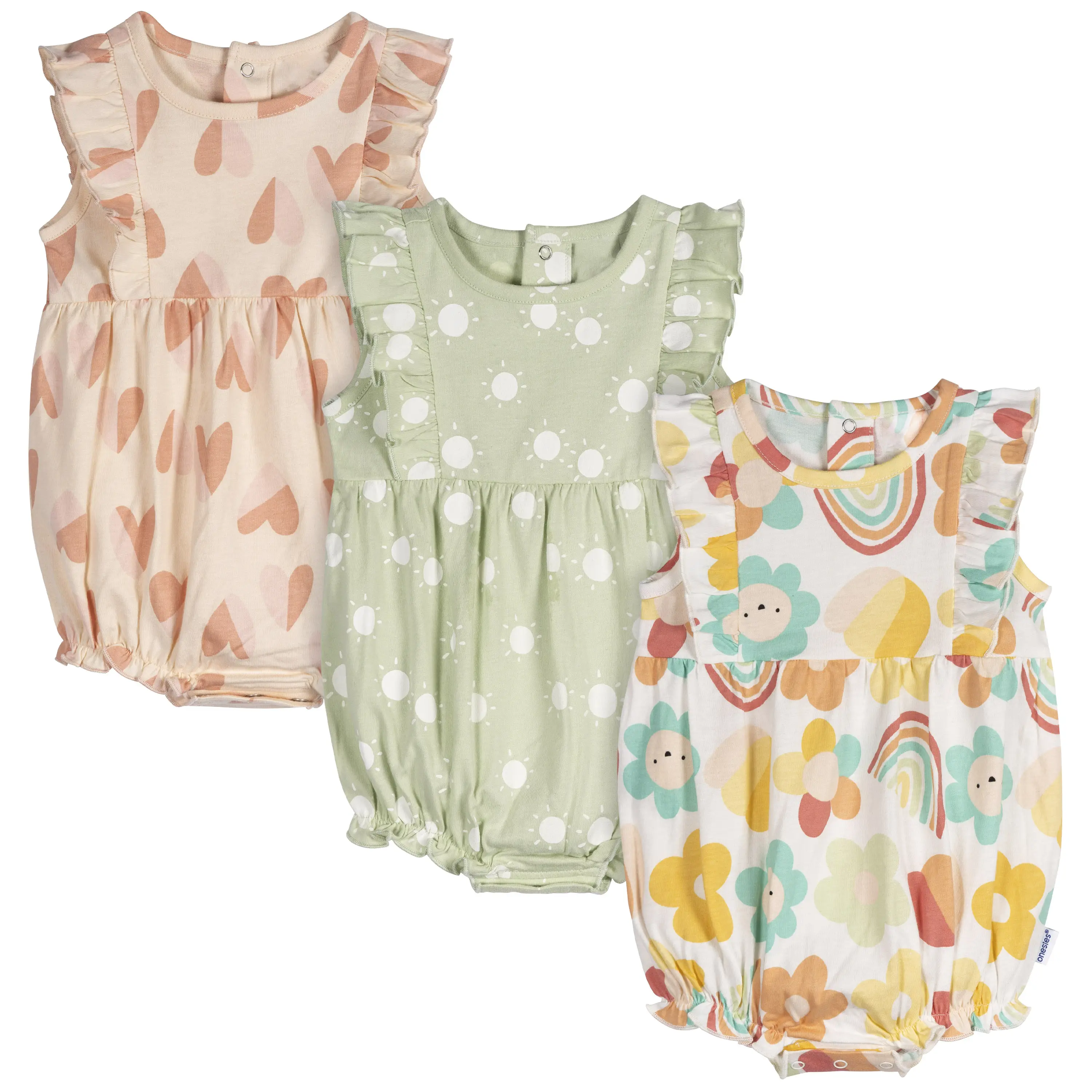 Onesies Brand Baby Girls' Rompers, 3-pack
