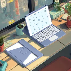 Portable Wireless Keyboard Set, Multipurpose Rotatable Tablet Protective Case with Keyboard & Mouse, Tablet Keyboard Combination Set for iPad