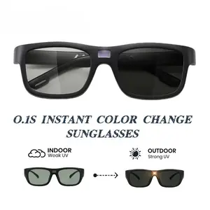 0.1 Seconds Photochromic Polarized Sunglasses Square UV Protection Smart Glasses for Men Women Lightweight TR Frame Durable Eyewear Wearable Card