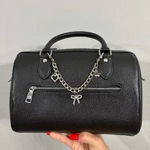 Purse Charm with Heart and Bow Charms Silver         Handbag not included