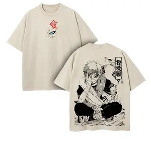Gaara - Narut0 Retro Vintage Unisex Oversize Anime Acid Heavyweight Cotton Graphic T-Shirt, Men Clothing Streetwear