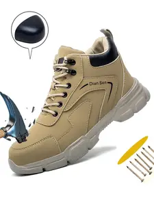 New Fashion Men's Steel Toe Safety Shoes Waterproof Anti-Puncture Anti-Slip Nonslip Work Shoes Work Protective Shoes Outdoor Work Shoes Casual Construction Labor Protection Shoes Construction Work & Daily Wear, Footwear