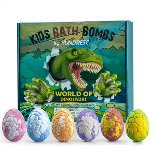 Dinosaur Egg Bath Bombs for Kids with Surprise Dinosaur Toys Inside, Christmas Gift Set, Natural Essential Oil Fizzy Spa Body Care Bath Bombs for Boys Girls