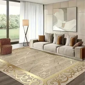 Velvet Texture Non-Slip Washable Rug, Geometric Pattern Indoor Carpet for Living Room, Bedroom, Dining Room, Home Office, Basement, Outdoor Camping