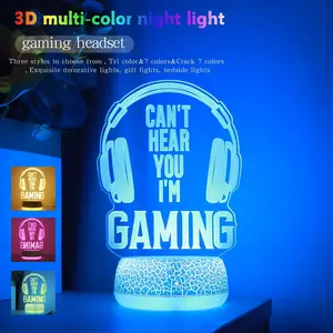 3D Color Changing Night Light, USB Powered Touch Dimmable Lamp, Acrylic Transparent Table Lamp for Home Decor, Gaming Room Ambiance, Glowing Led Lights, Creative Led Lighting, Bedroom Led Lights