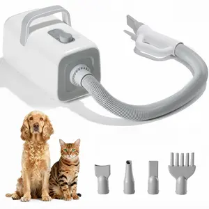 Sweetcrispy Pet Grooming Vacuum Kit with Dog & Cat Hair Dryer - Fur Drying, Quiet Motor, Safe Heat, Adjustable Wind Speed & Heater Temperature, Cool-Warm-Hot Cycle, 4 Nozzles, 6.5FT Low-Noise Cord