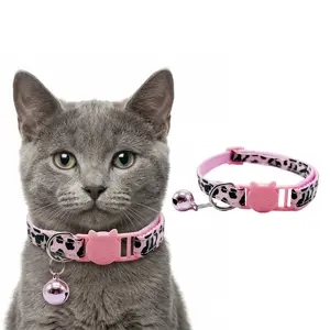 Leopard Print Decorative Pet Collar with Bell, Adjustable Neck Accessory for Small Dogs and Cats, Perfect for Daily Wear and Festive Outings, Harnesses