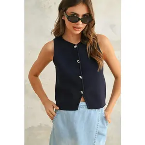 Aimee Knit Vest - Dark Cobalt