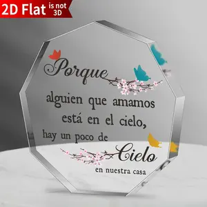 Acrylic Mourning Plaque Signs, Spanish Style Traditional Transparent Tabletop Decoration, Religious Commemorative Item, Funeral & Wedding Decor