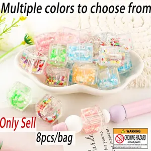 17mm Square Acrylic Beads, 8 Counts/set Colorful Beads for DIY Pen Decoration, DIY Jewelry Making Supplies for Bracelet Necklace Keychain, DIY Mix Beads