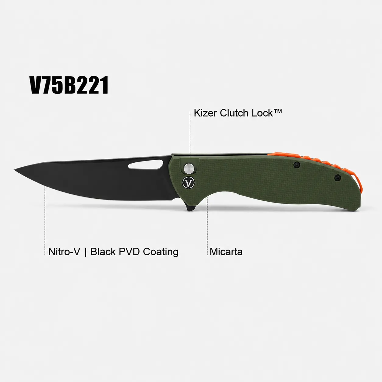 Madrac-X1 Premium EDC Folding Knife by Maxime Belzunce, Nitro-V Stainless Steel Black PVD Coated Blade, Micarta Handle with Secure Grip, Button Clutch Lock, Thumb Hole Opening, Practical Compact Pocket Knife for Outdoor Tasks, Camping