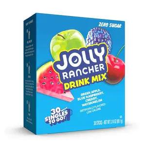 Singles To Go Variety Pack, Powdered Drink Mix, Zero Sugar, Low Calorie, Includes 4 Flavors: Green Apple, Blue Raspberry, Cherry, Watermelon, 1 Box (30 Single Servings)