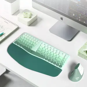 MOFii 1 Set BOMI Keyboard and Mouse Combo, 2.4G Wireless, Ergonomic Green Keyboard, No Numeric Keypad, Compatible with Laptop & Desktop, US Qwerty (Battery Not Included)