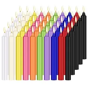 100-Piece Unscented Assorted Colors Mini Taper Wax Candles, 4" Tall x 1/2" Diameter, Home Decor Household Candles for Casting Chimes, Rituals